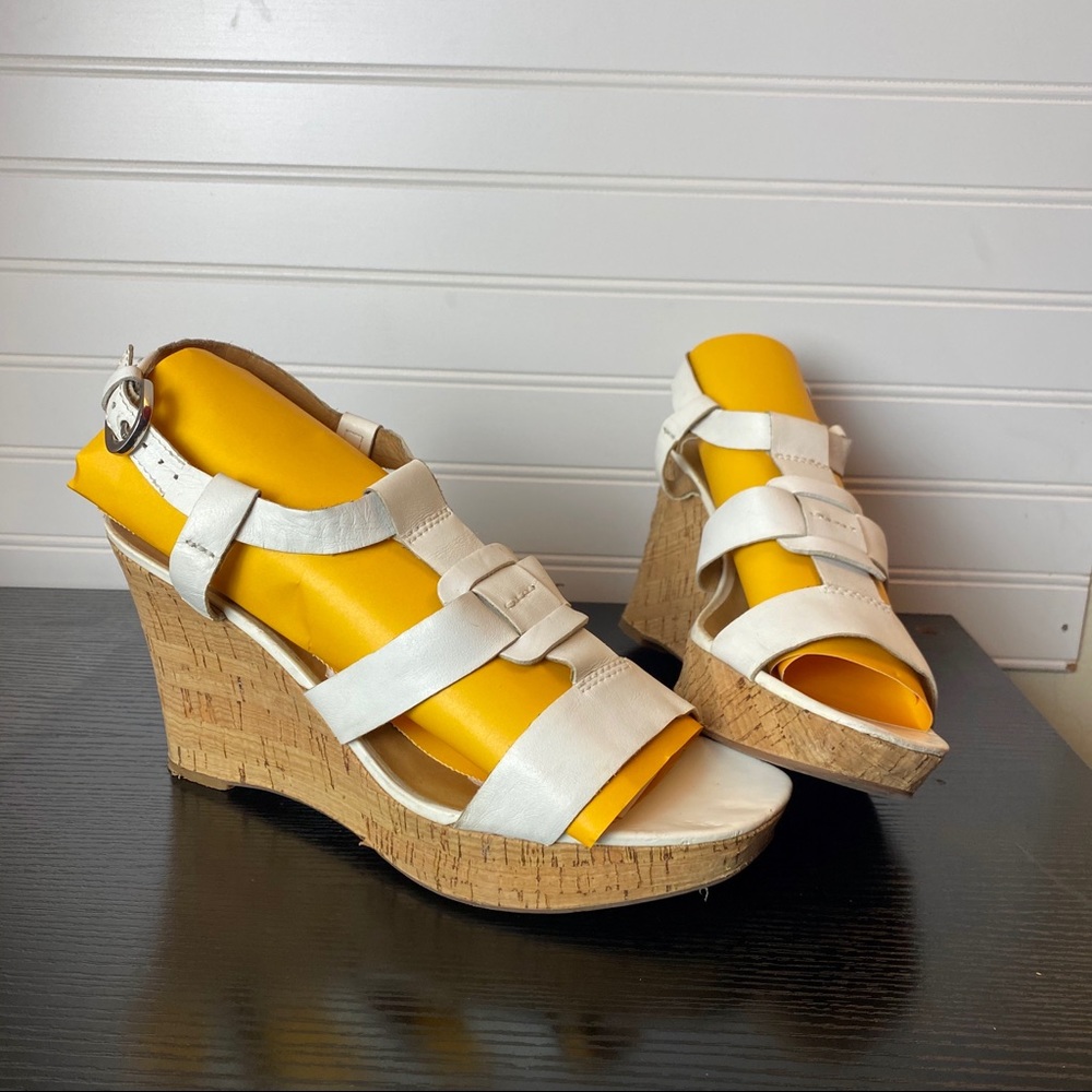 Franco Sarto White Strappy Wedge Sandals Size 9.5 - Picture 1 of 8